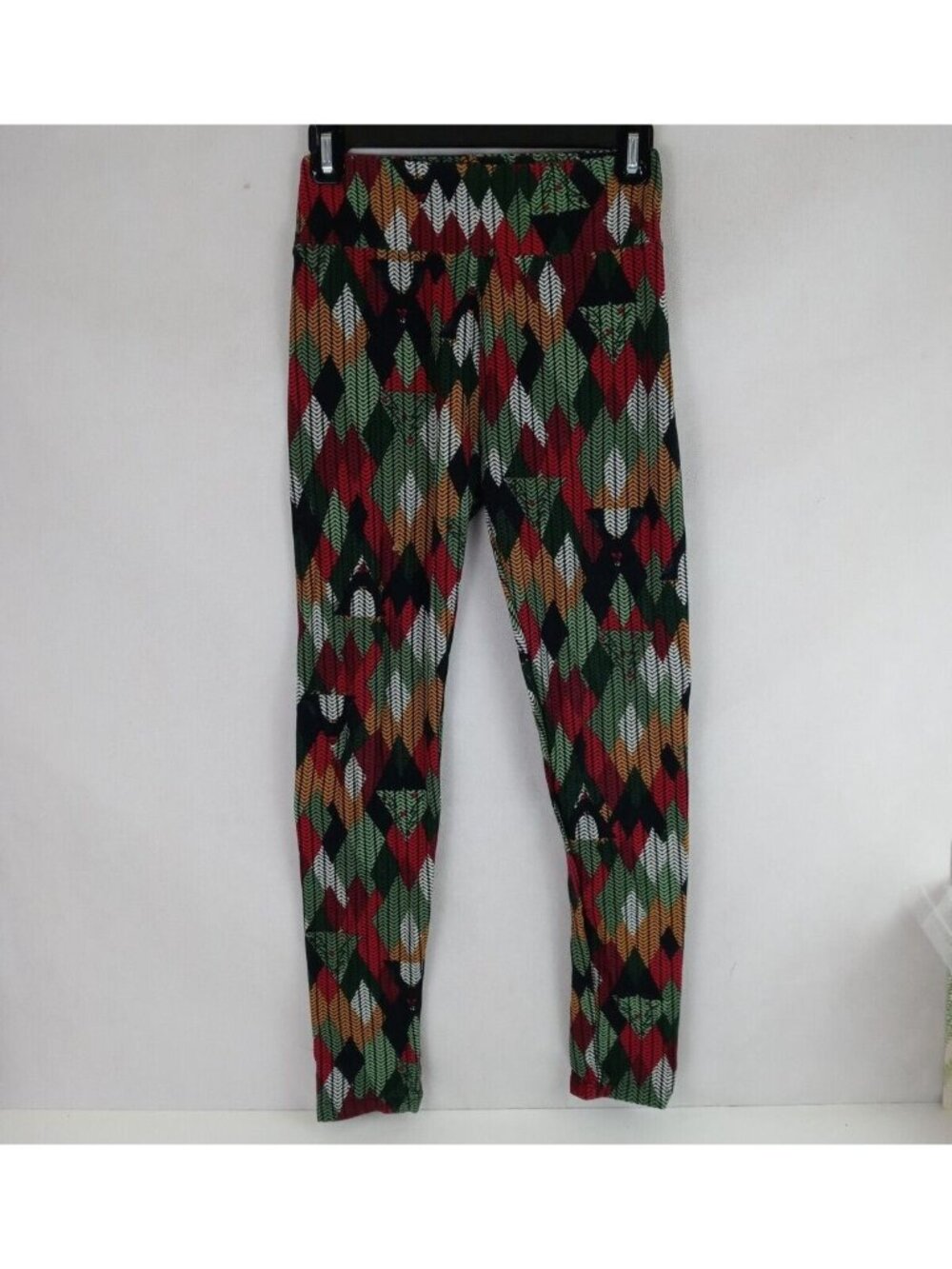 LuLaRoe OS Leggings Black With Colorful Diamonds Designs